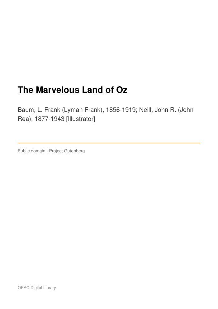 The Marvelous Land of Oz — cover