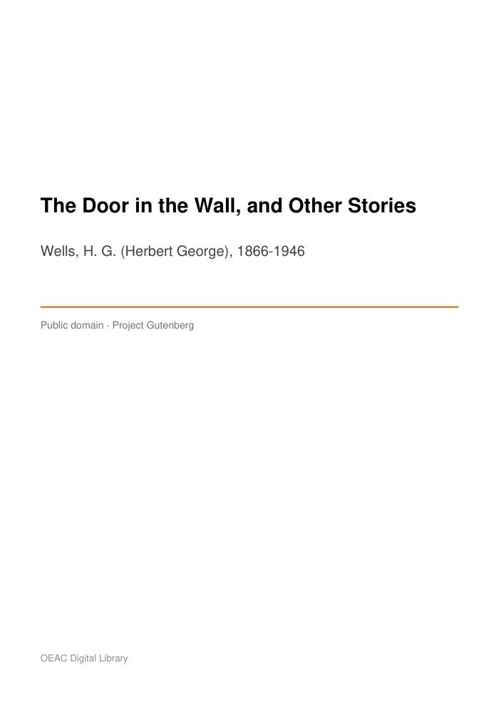 The Door in the Wall, and Other Stories — cover