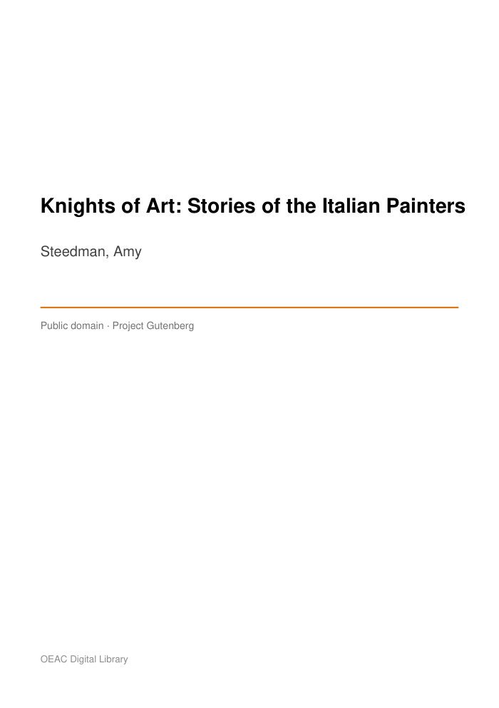 Knights of Art: Stories of the Italian Painters cover