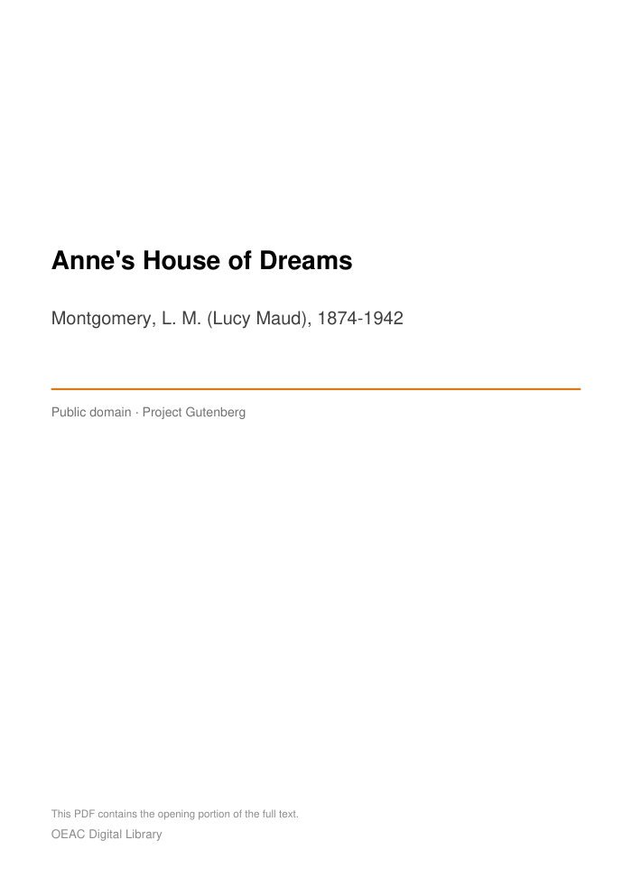 Anne's House of Dreams — cover