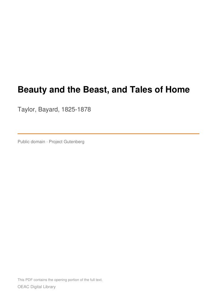 Beauty and the Beast, and Tales of Home — cover