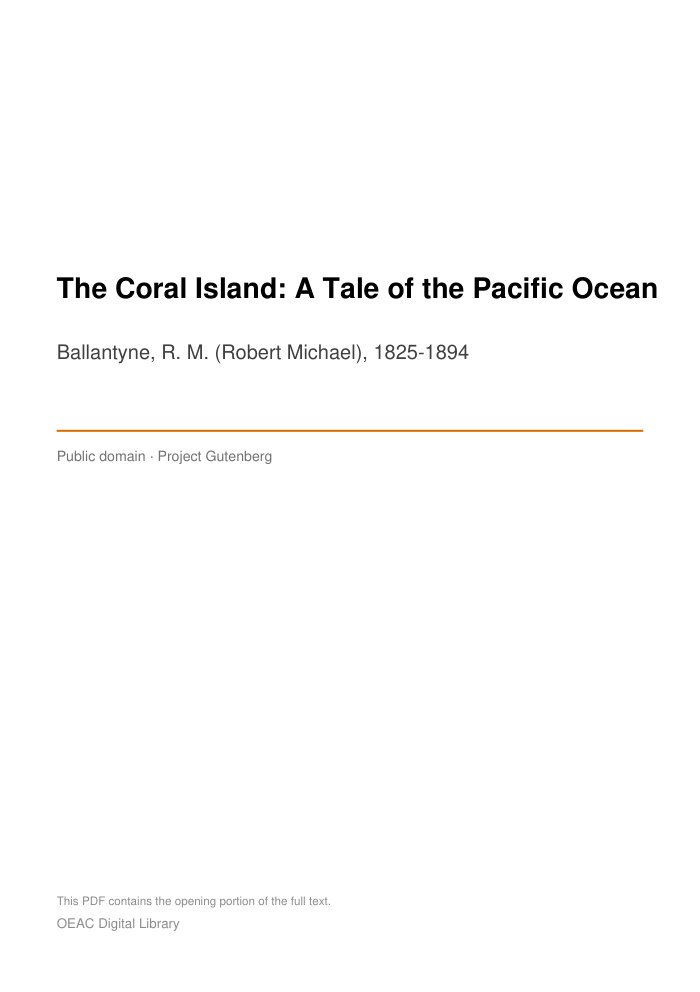 The Coral Island: A Tale of the Pacific Ocean cover