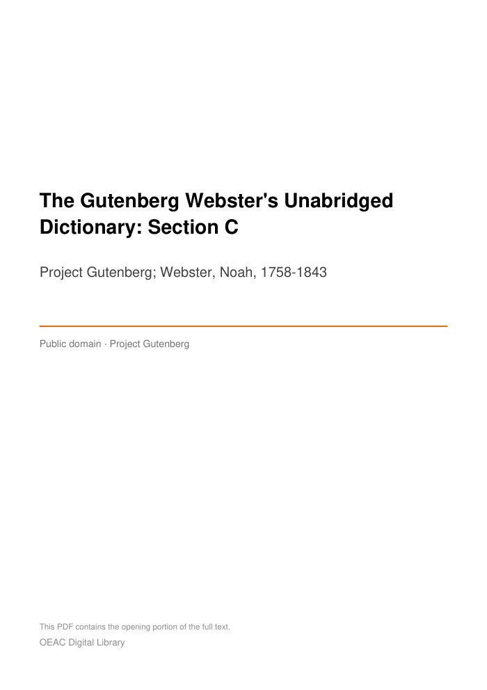 The Gutenberg Webster's Unabridged Dictionary: Section C — cover