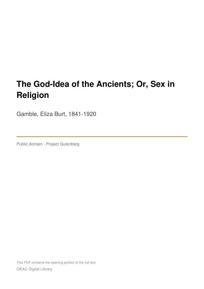 The God-Idea of the Ancients; Or, Sex in Religion — cover