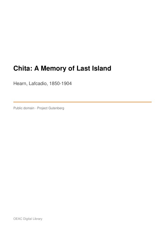 Chita: A Memory of Last Island — cover