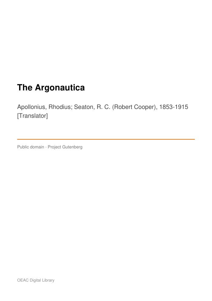 The Argonautica cover