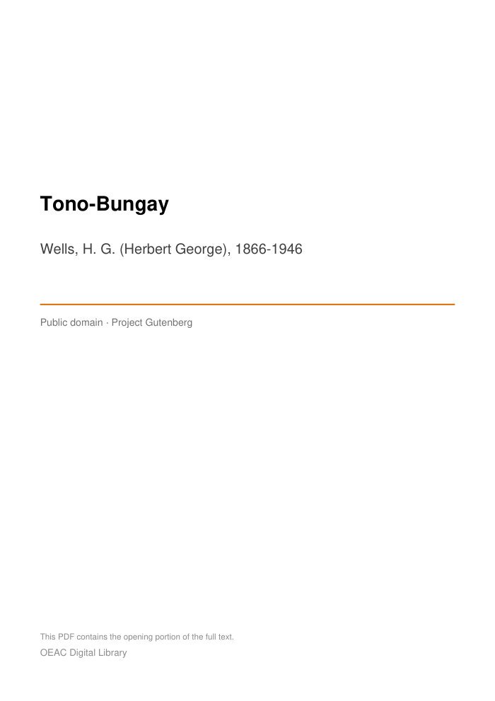 Tono-Bungay — cover