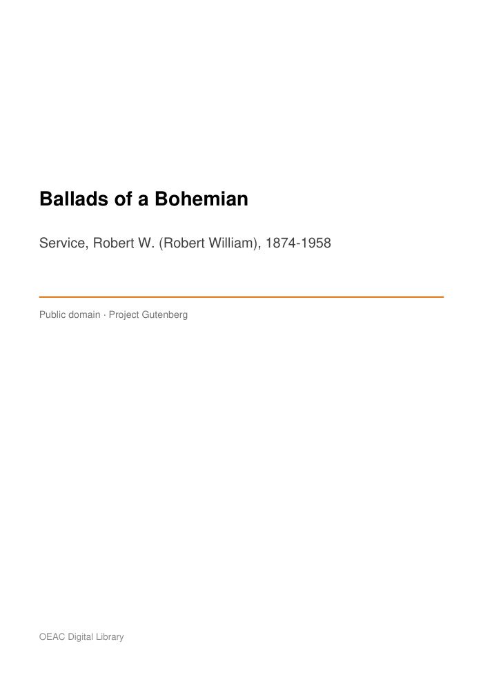 Ballads of a Bohemian — cover