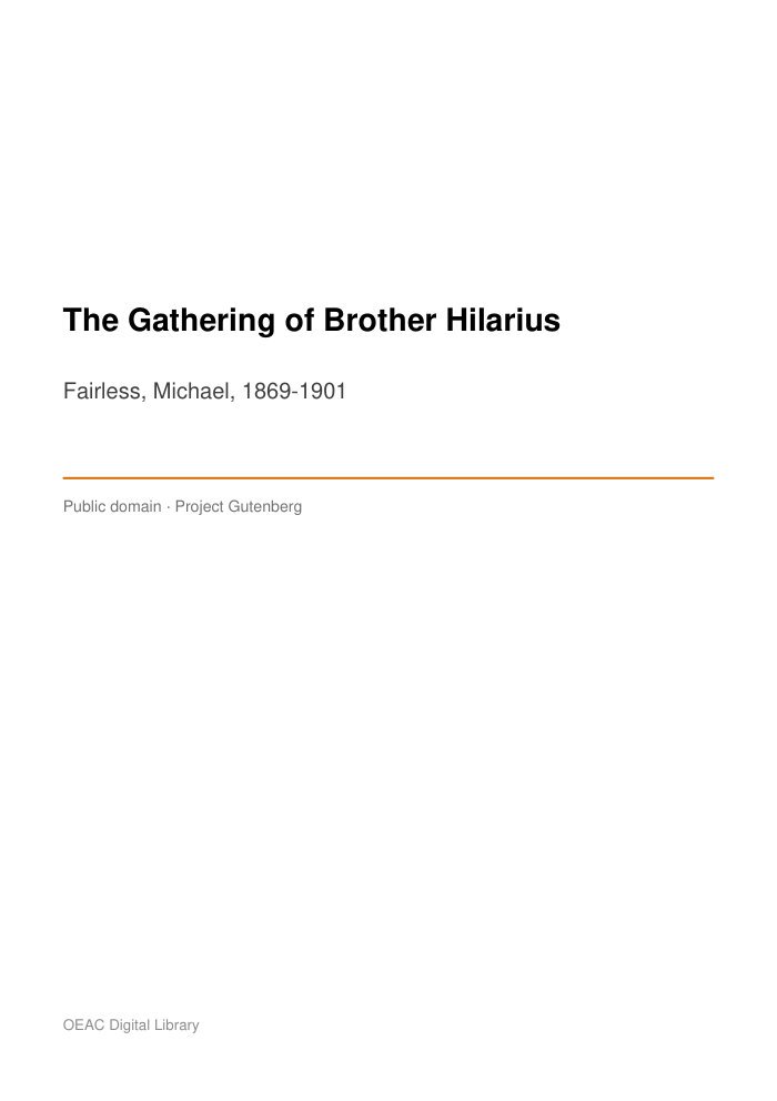 The Gathering of Brother Hilarius — cover
