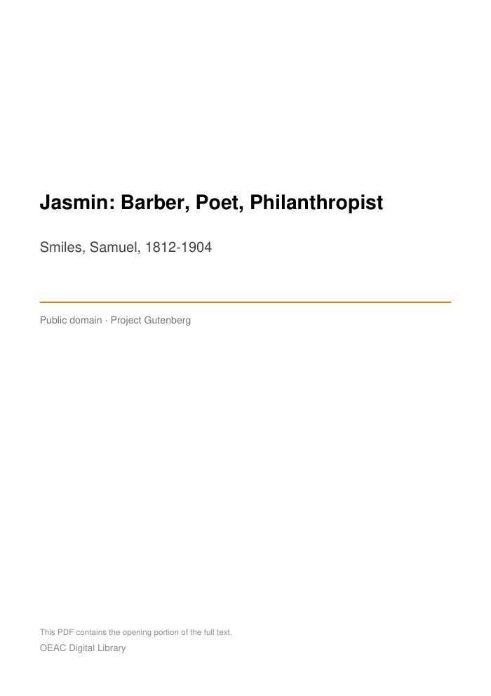 Jasmin: Barber, Poet, Philanthropist — cover