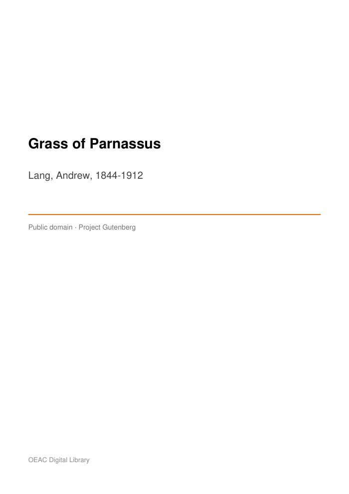 Grass of Parnassus — cover