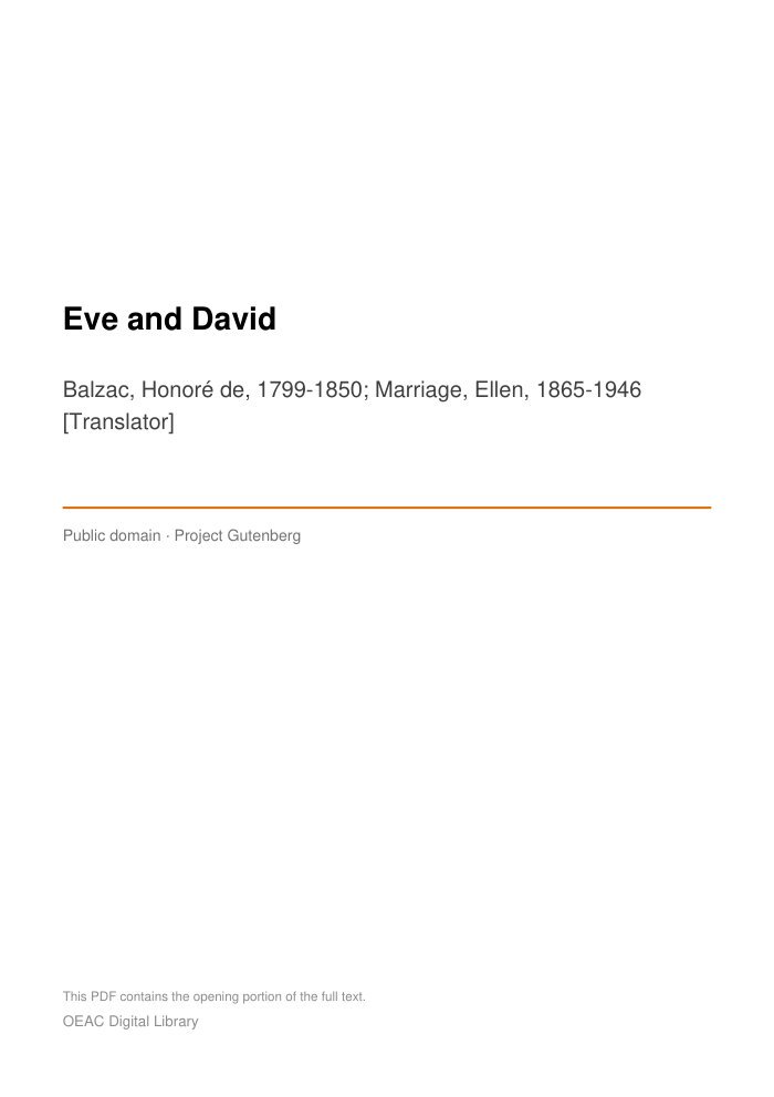 Eve and David — cover