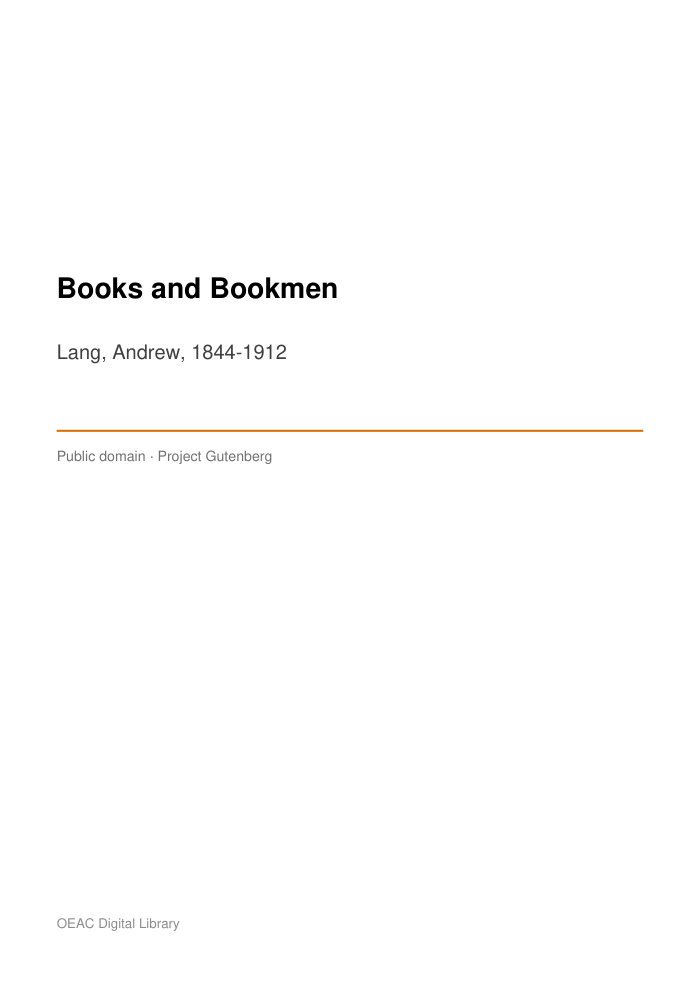 Books and Bookmen — cover
