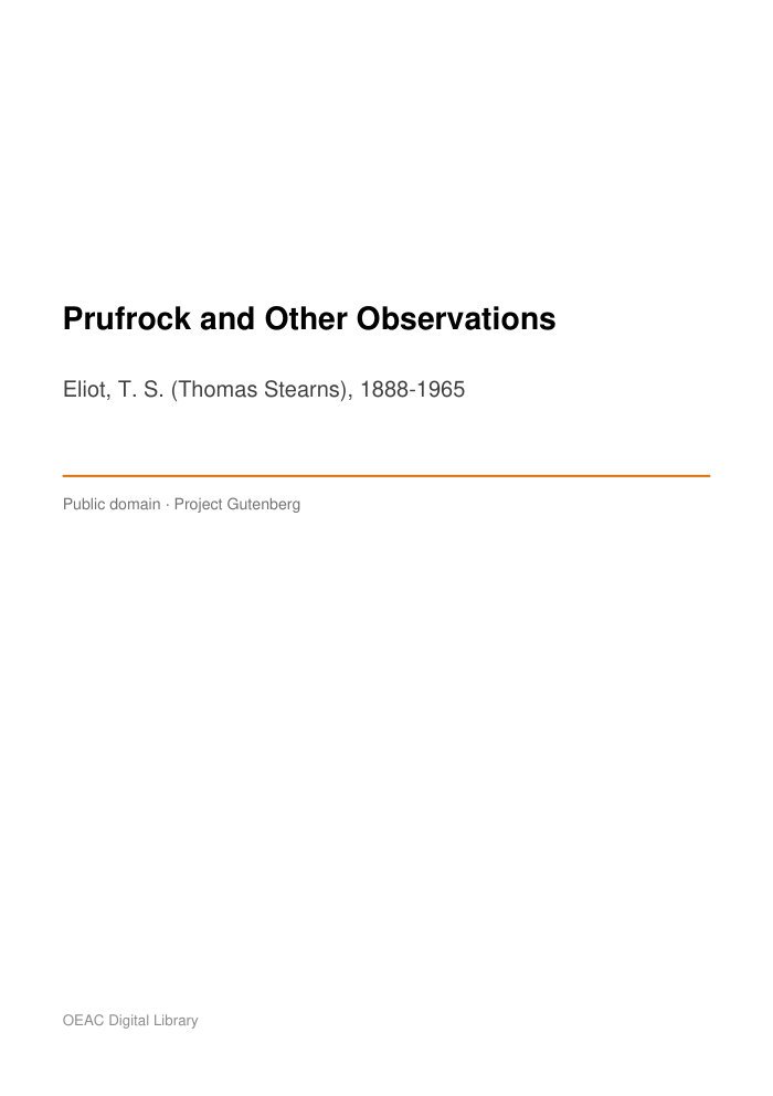 Prufrock and Other Observations — cover