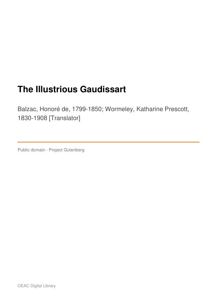 The Illustrious Gaudissart cover