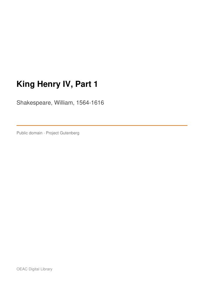 King Henry IV, Part 1 — cover