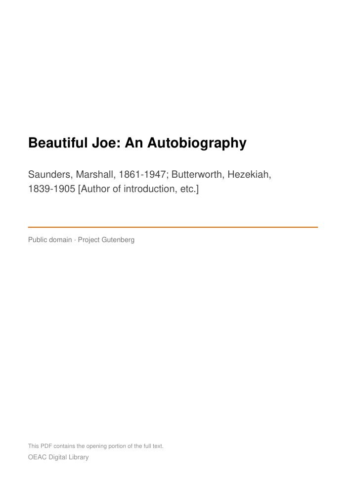 Beautiful Joe: An Autobiography cover