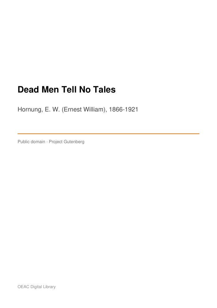 Dead Men Tell No Tales — cover