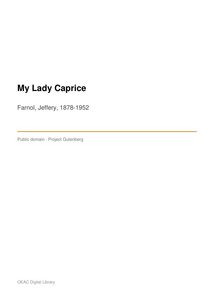 My Lady Caprice — cover