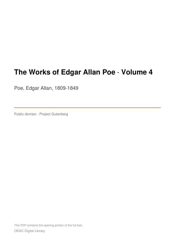The Works of Edgar Allan Poe — Volume 4 — cover
