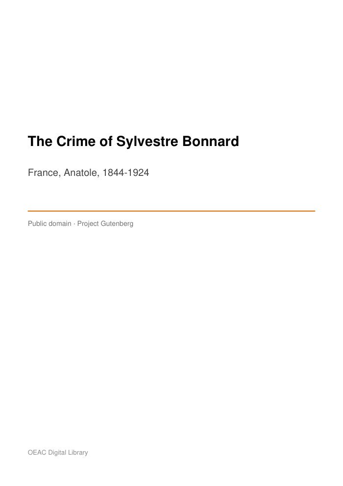 The Crime of Sylvestre Bonnard — cover