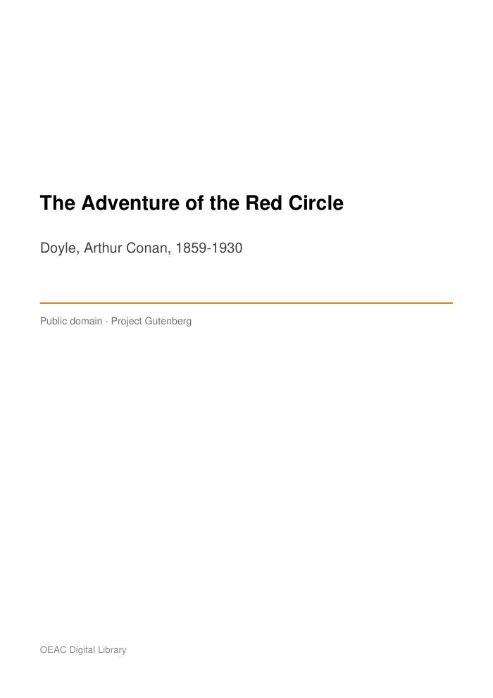 The Adventure of the Red Circle — cover