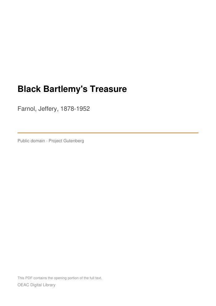 Black Bartlemy's Treasure — cover