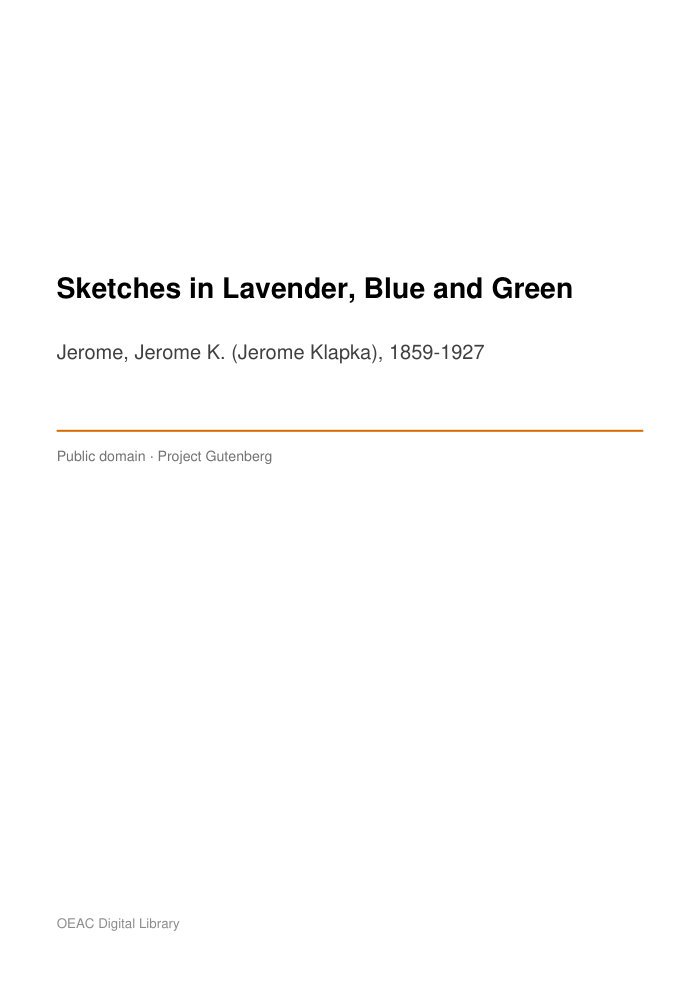Sketches in Lavender, Blue and Green — cover