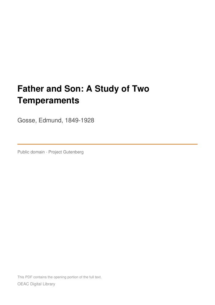 Father and Son: A Study of Two Temperaments — cover