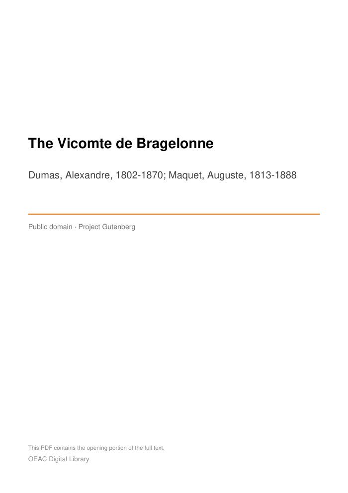 The Vicomte de Bragelonne — cover