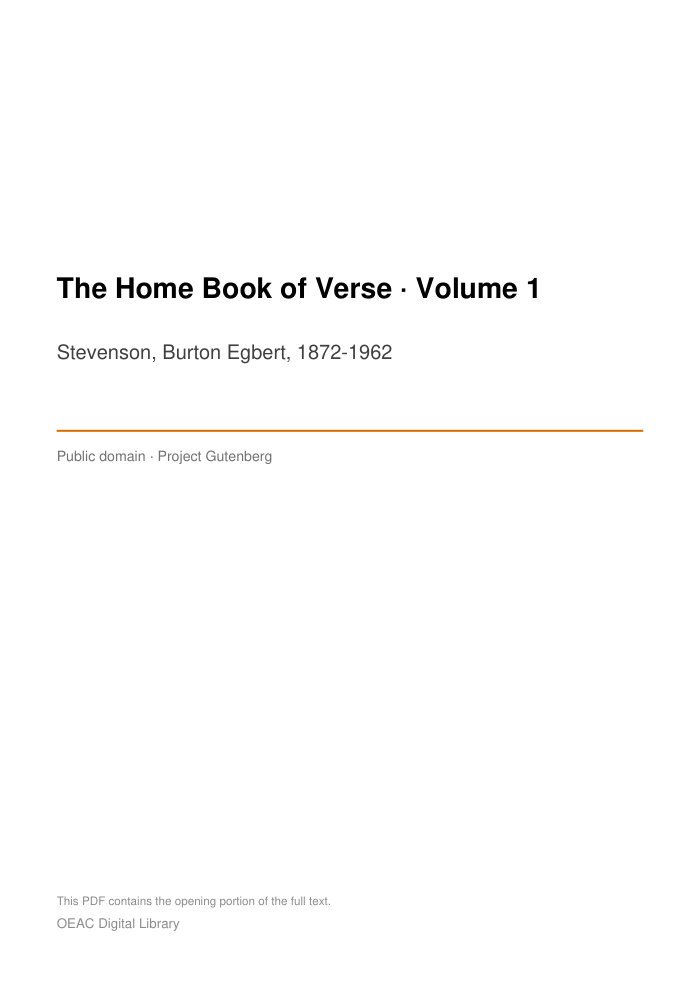 The Home Book of Verse — Volume 1 — cover