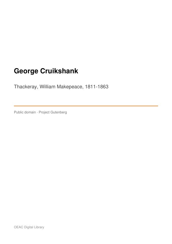 George Cruikshank — cover
