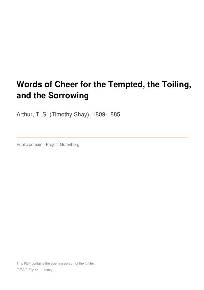 Words of Cheer for the Tempted, the Toiling, and the Sorrowing — cover