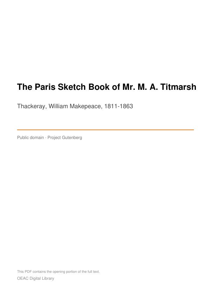 The Paris Sketch Book of Mr. M. A. Titmarsh — cover