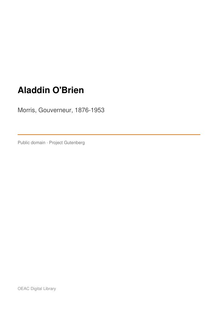 Aladdin O'Brien — cover