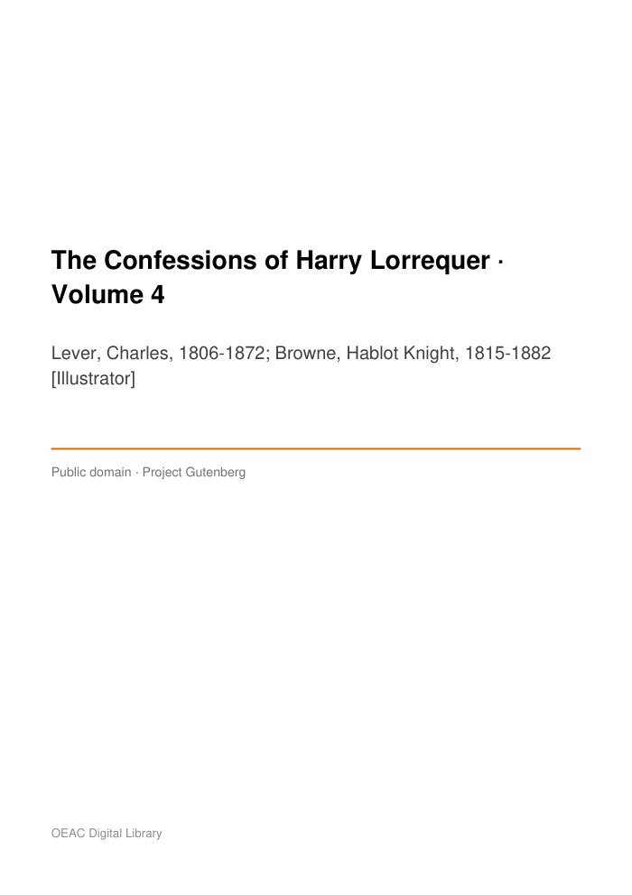 The Confessions of Harry Lorrequer — Volume 4 — cover