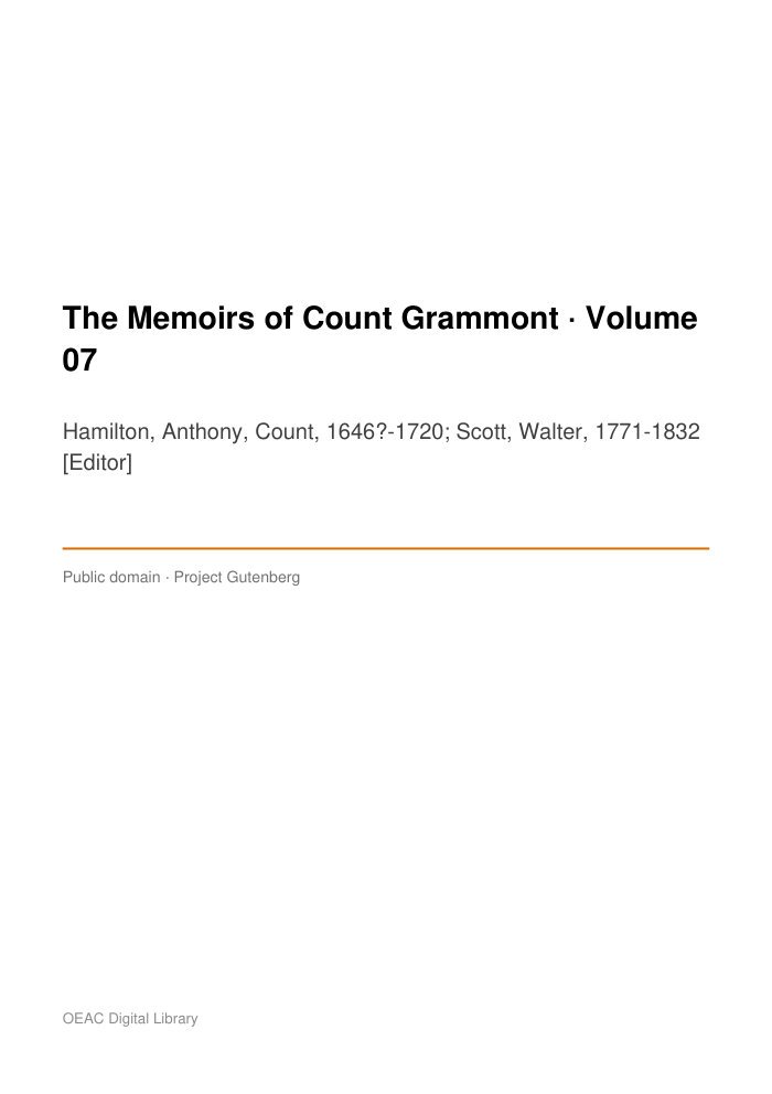 The Memoirs of Count Grammont — Volume 07 — cover