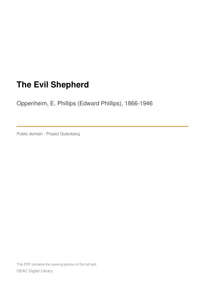 The Evil Shepherd cover