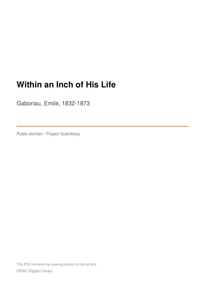 Within an Inch of His Life — cover