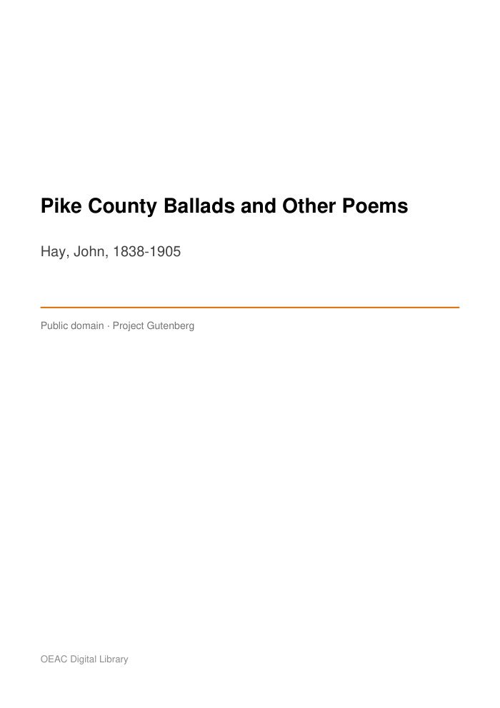 Pike County Ballads and Other Poems — cover