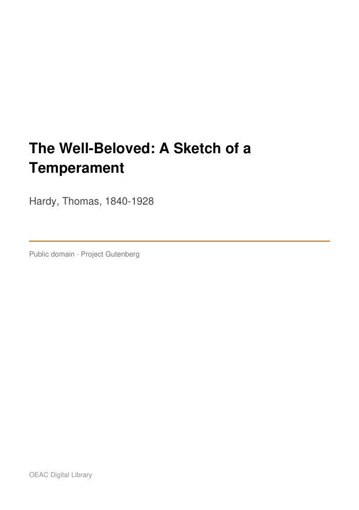 The Well-Beloved: A Sketch of a Temperament — cover