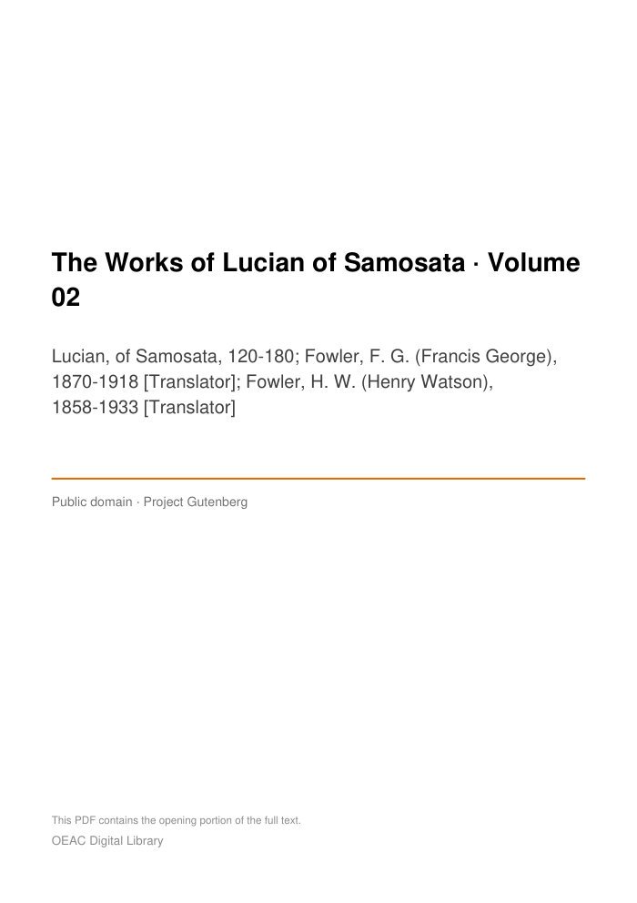 The Works of Lucian of Samosata — Volume 02 — cover