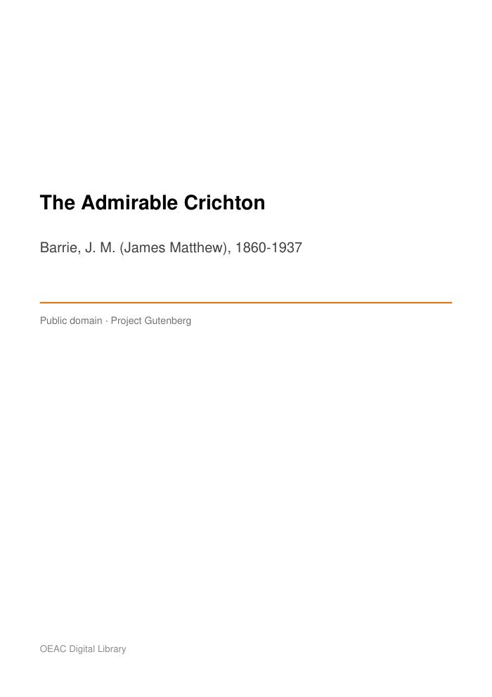 The Admirable Crichton — cover