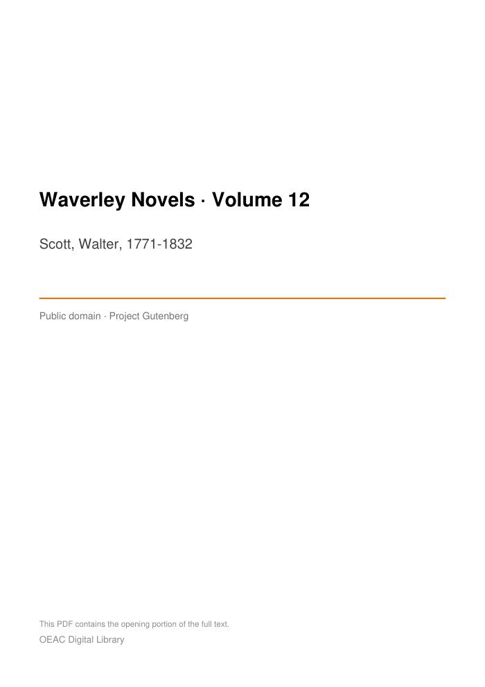 Waverley Novels — Volume 12 cover