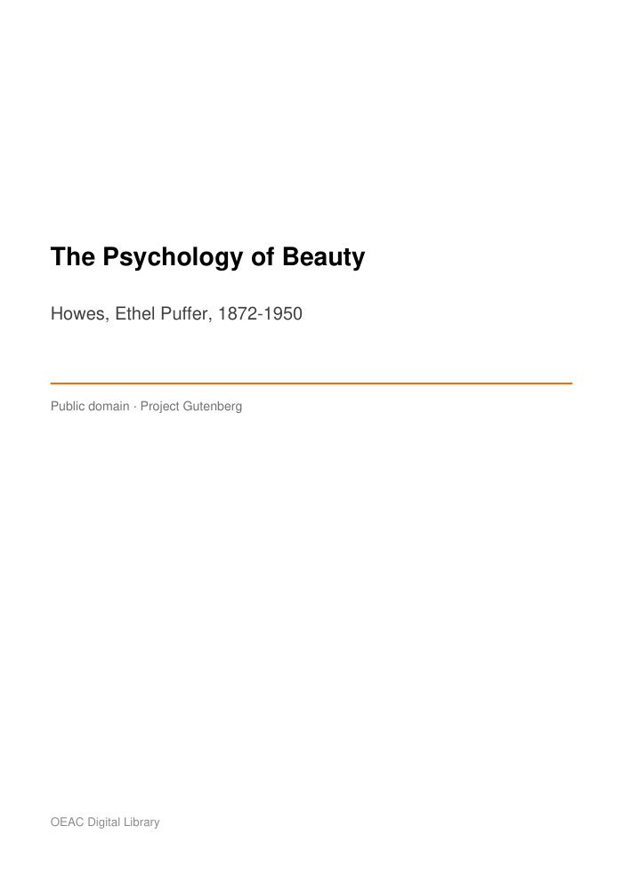 The Psychology of Beauty cover