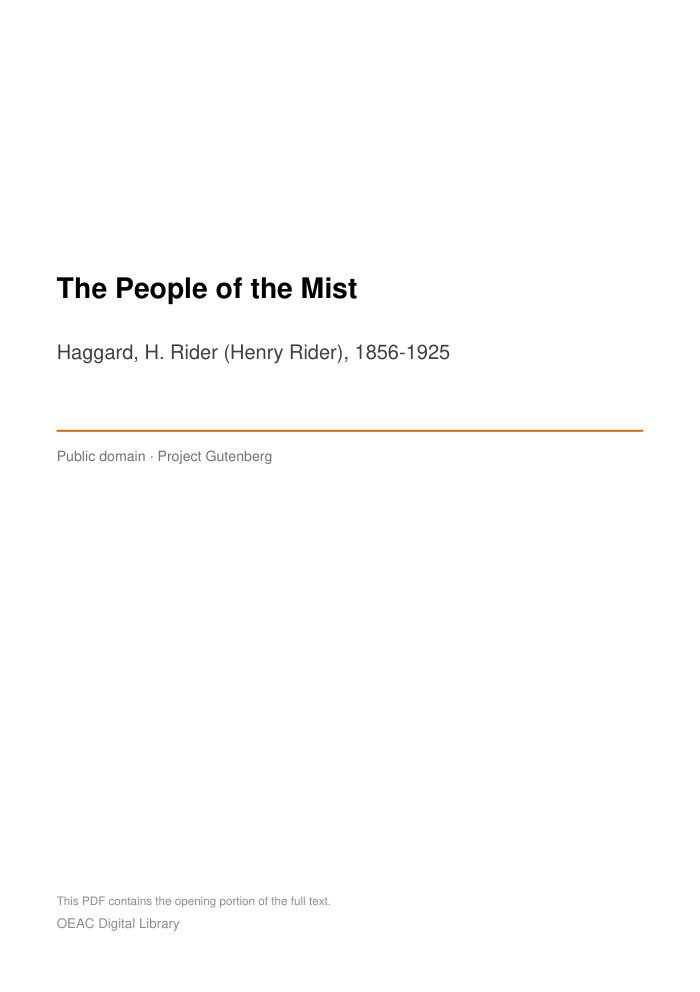 The People of the Mist — cover