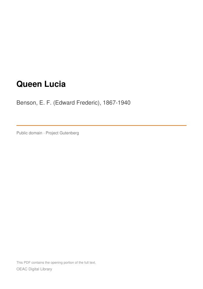 Queen Lucia — cover