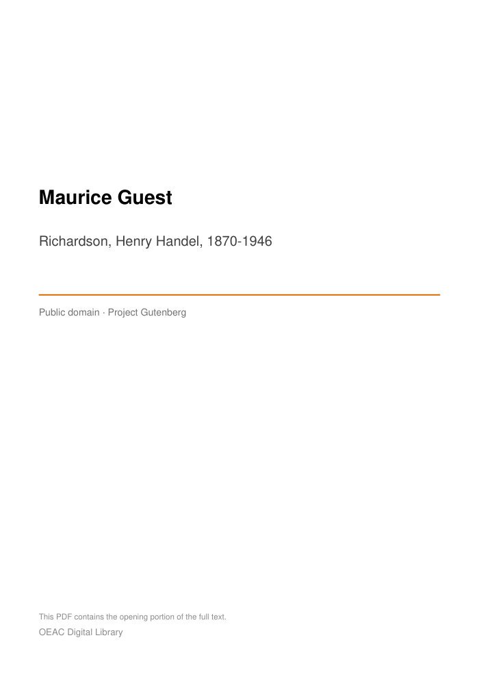 Maurice Guest cover