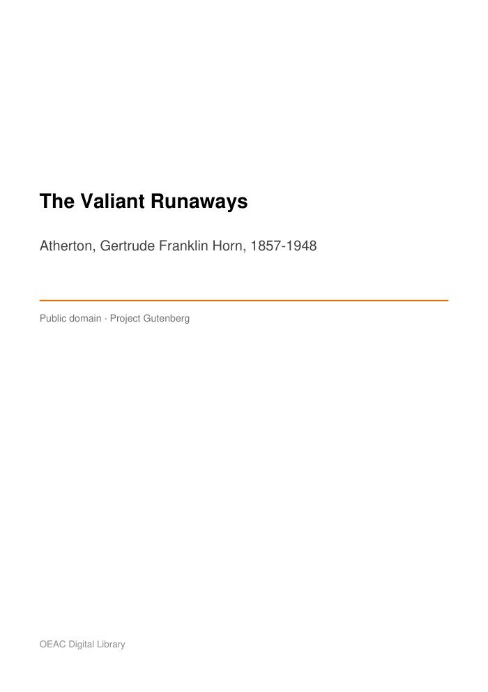 The Valiant Runaways cover