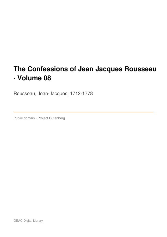 The Confessions of Jean Jacques Rousseau — Volume 08 — cover